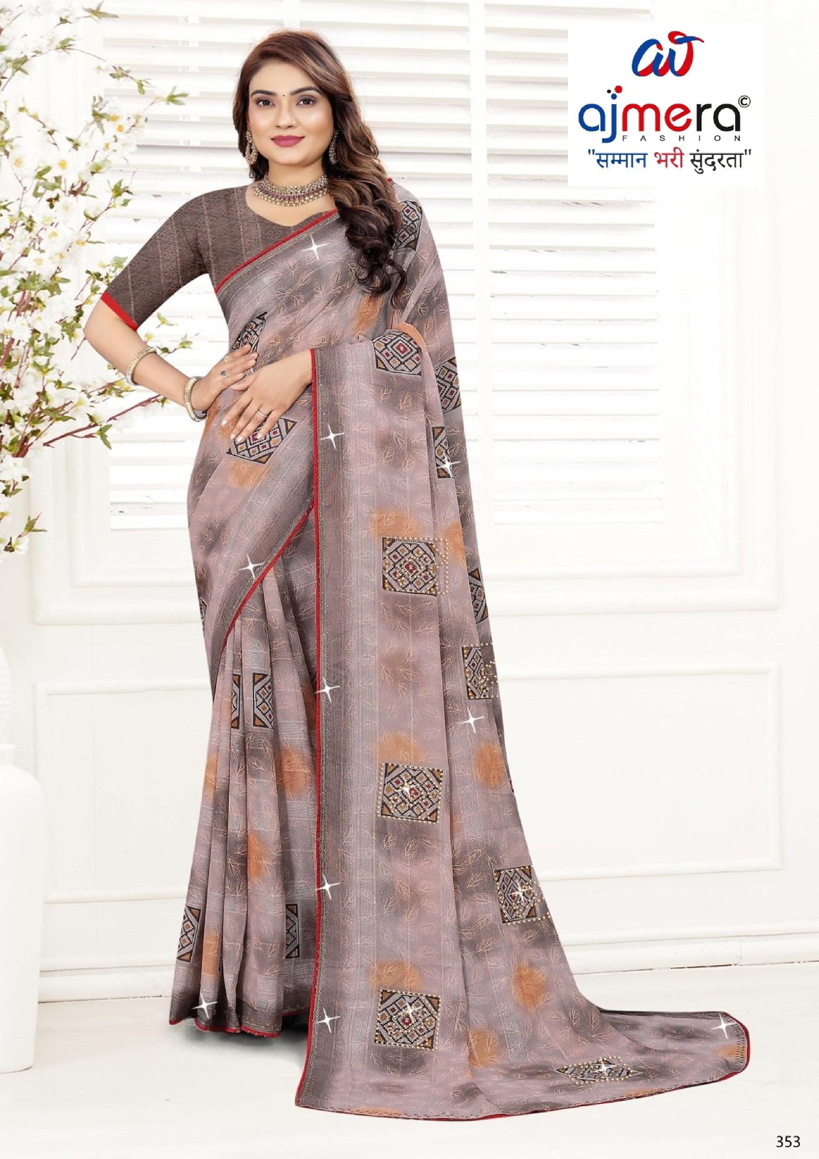 Chic Printed Saree with Blouse Piece for Sophisticated Ethnic Style  | TTS-EKNOOR