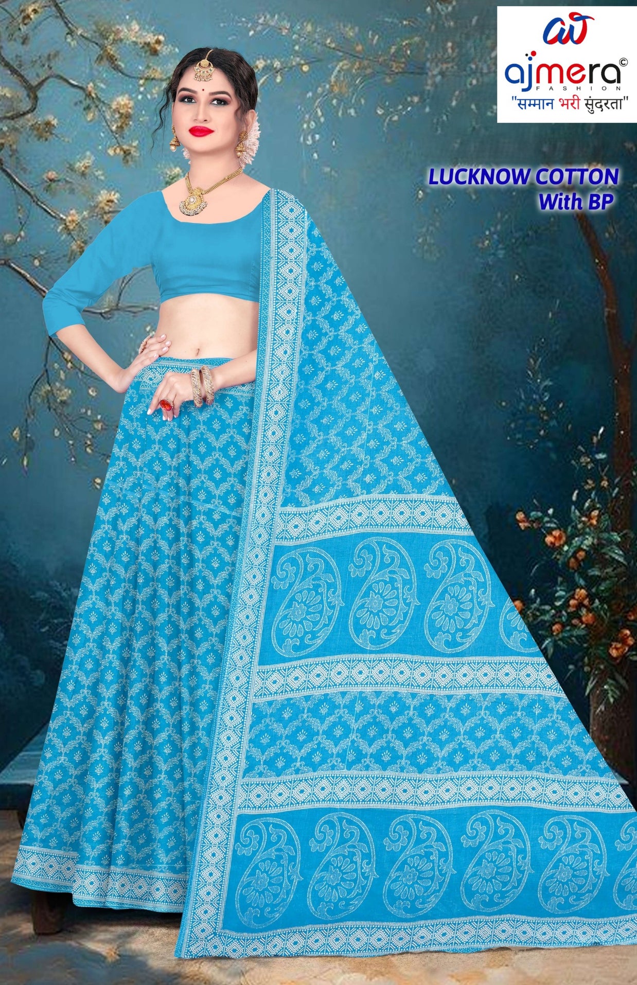 Soft Cotton Saree with Blouse Piece for Premium Ethnic and Traditional Wear | TLS-LUCKNOW COTTON WITH BP