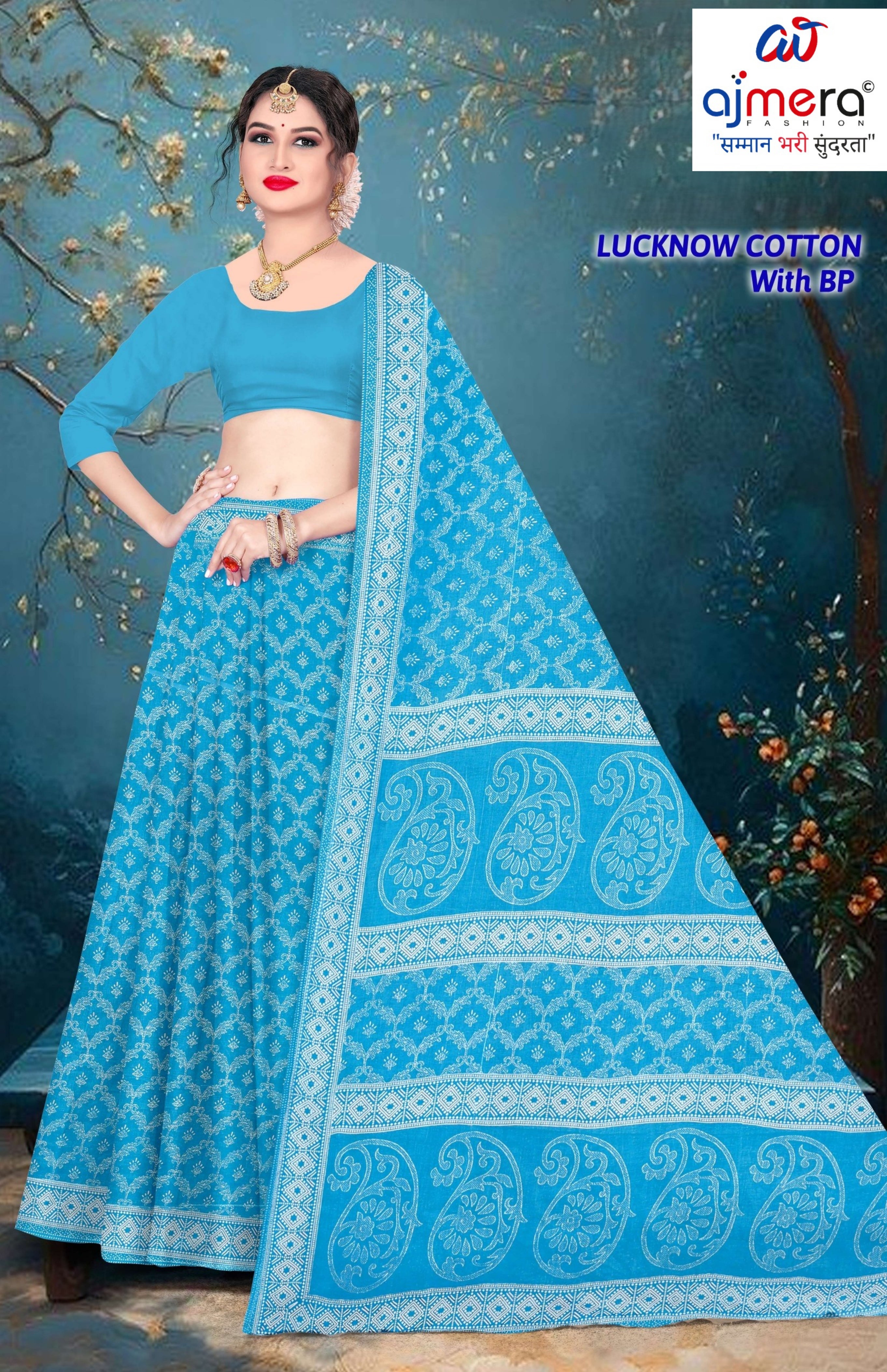 Soft Cotton Saree with Blouse Piece for Premium Ethnic and Traditional Wear | TLS-LUCKNOW COTTON WITH BP