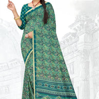 Elegant Printed Saree with Designer Blouse Piece for Festive Wear  | GLC-SILVER GOLD