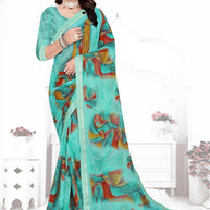 Chiffon Print Loose Saree with Blouse for Premium Ethnic and Traditional Wear | TTS-VISHWA