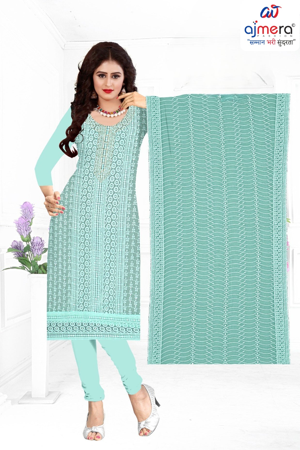 Premium Fox Georgette Unstitched Suit Set | KVF-SUMMER