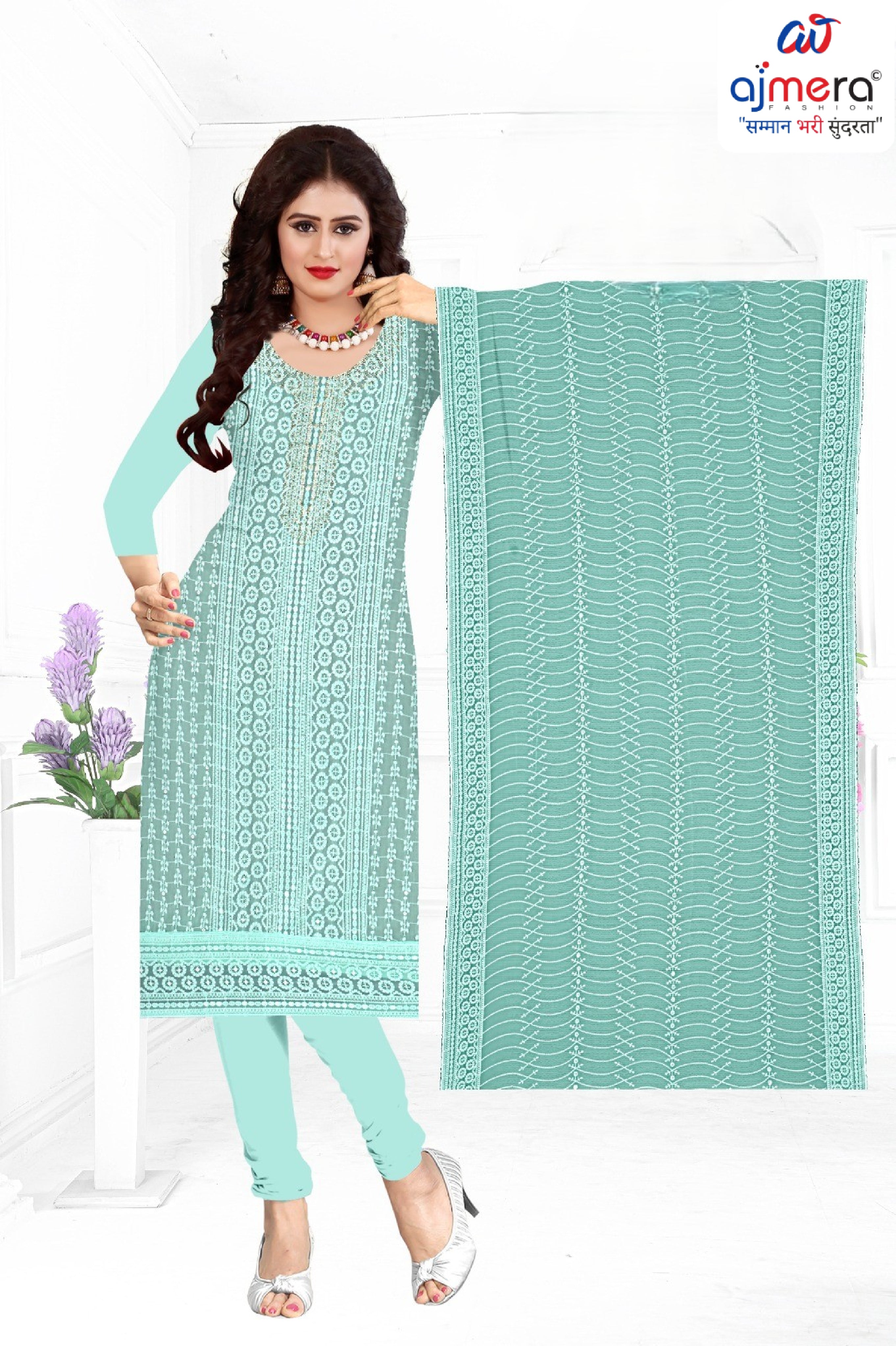 Premium Fox Georgette Unstitched Suit Set | KVF-SUMMER
