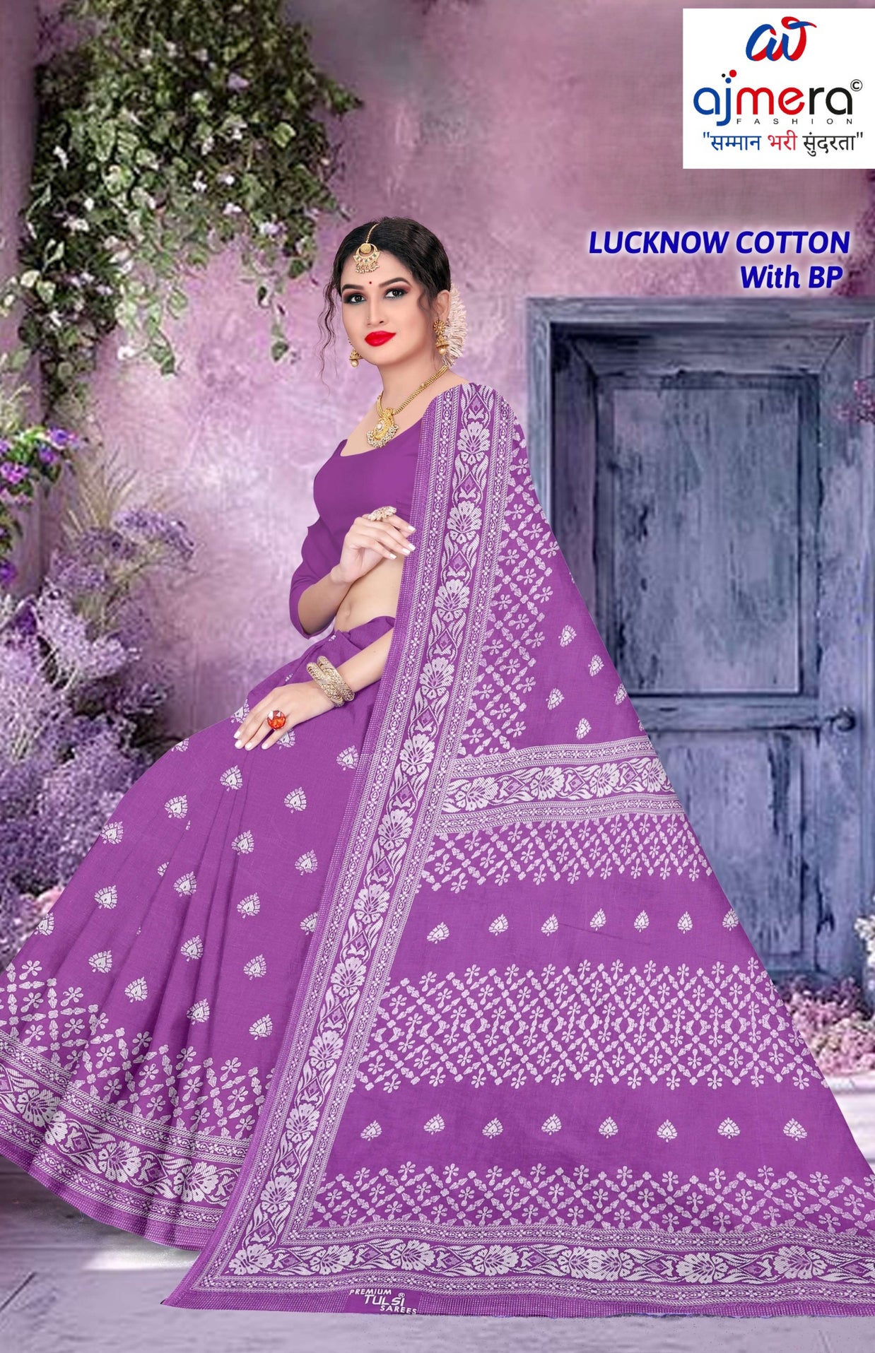 Soft Cotton Saree with Blouse Piece for Premium Ethnic and Traditional Wear | TLS-LUCKNOW COTTON WITH BP