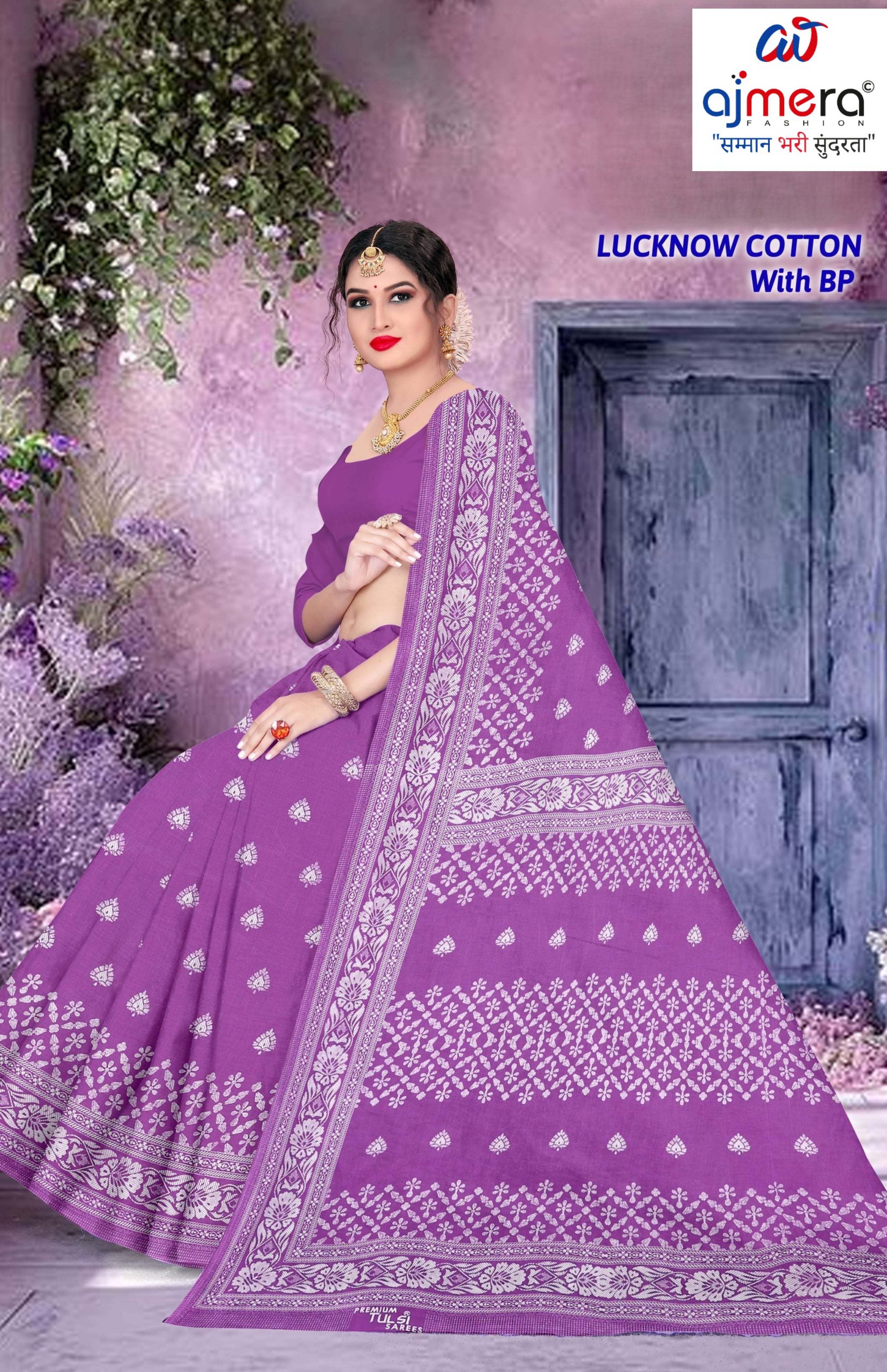 Soft Cotton Saree with Blouse Piece for Premium Ethnic and Traditional Wear | TLS-LUCKNOW COTTON WITH BP