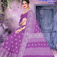 Soft Cotton Saree with Blouse Piece for Premium Ethnic and Traditional Wear | TLS-LUCKNOW COTTON WITH BP