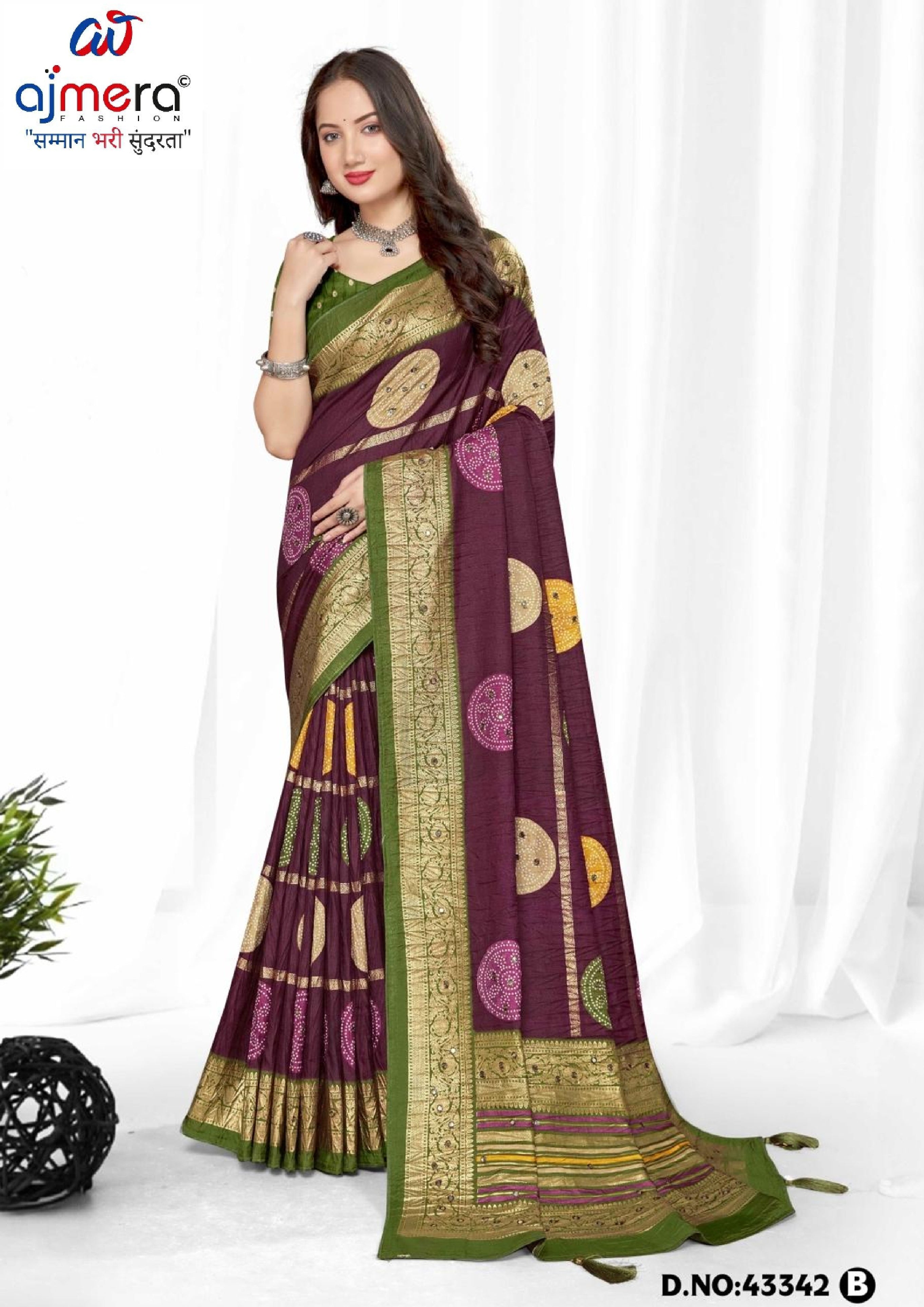 Premium Printed Saree with Matching Blouse Piece for Ethnic Elegance  | VER-BANJARAN-43342