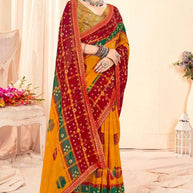 Stylish Printed Saree with Blouse Piece for Traditional Celebrations  | CAS-MAHARANI