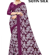 Linen Jari Print Loose Saree with Blouse for Premium Ethnic and Traditional Wear | SBI-SATIN SILK