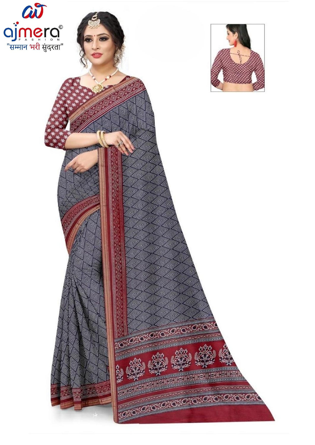 Daily Wear Cotton Saree with Blouse Piece for Premium Ethnic and Traditional Wear | ANT-MUSKAN PURE SILK