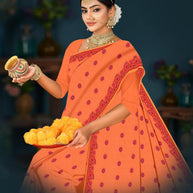 Soft Cotton Saree with Without Blouse for Premium Ethnic and Traditional Wear | PJA-BANGAL BEAUTY