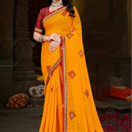 Premium Printed Saree with Matching Blouse Piece for Ethnic Elegance  | CAS-PALKI