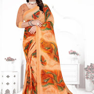 Chiffon Print Loose Saree with Blouse for Premium Ethnic and Traditional Wear | TTS-VISHWA