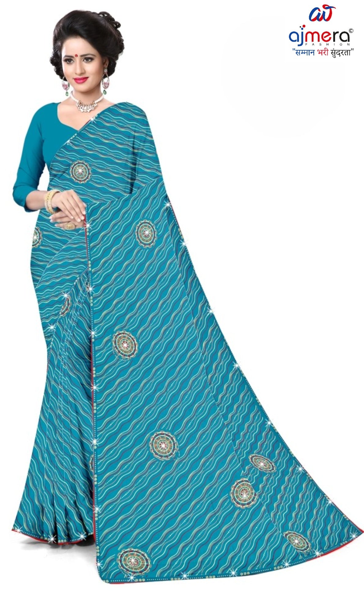 Fashionable Printed Saree with Blouse Piece for Festive Collection  | CAS-PANCHWATI