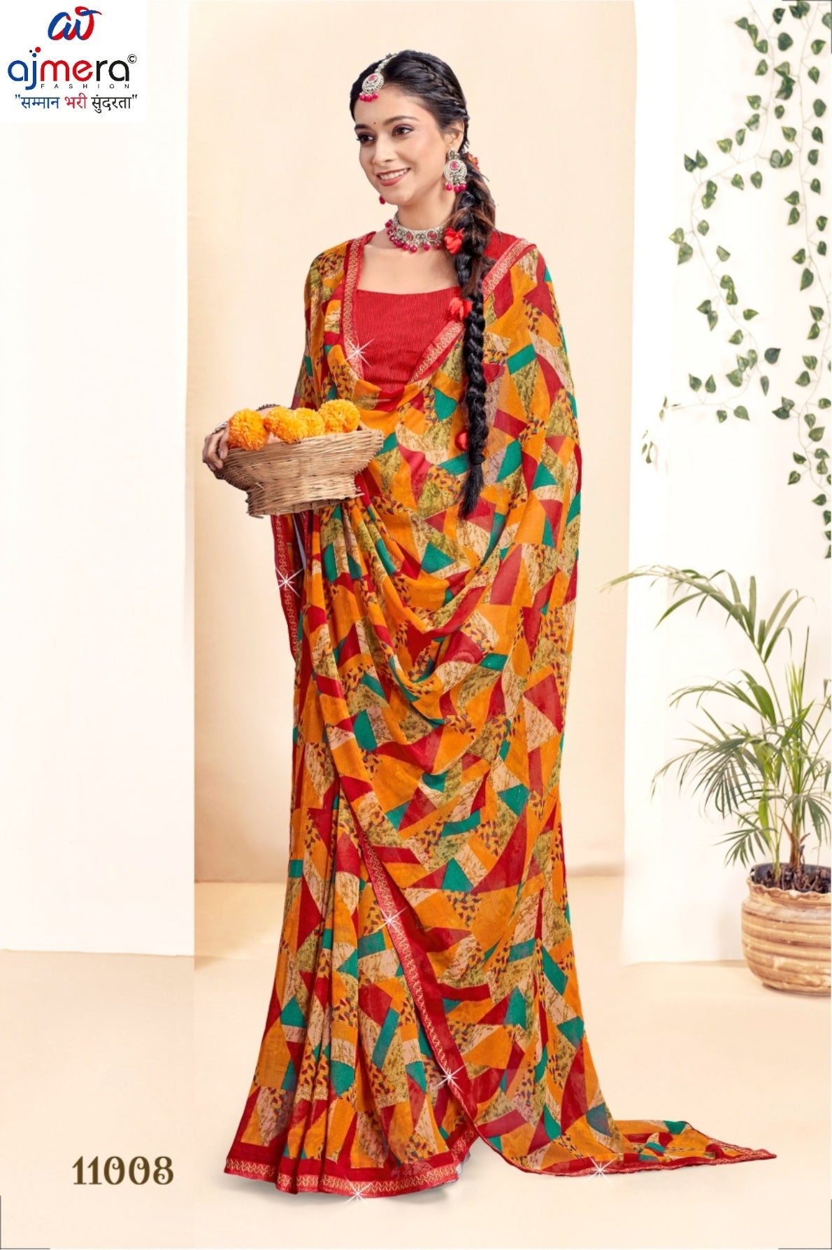 Stylish Printed Saree without Blouse for Traditional Celebrations  | CAS-KRANTI
