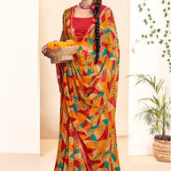 Stylish Printed Saree without Blouse for Traditional Celebrations  | CAS-KRANTI