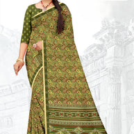Elegant Printed Saree with Designer Blouse Piece for Festive Wear  | GLC-SILVER GOLD