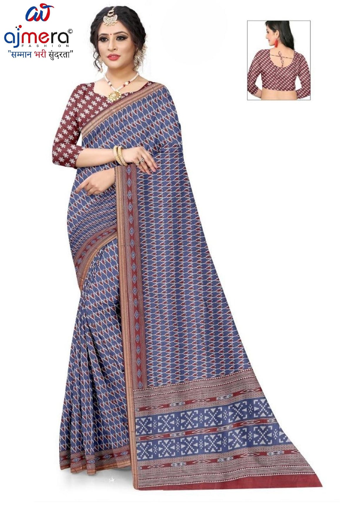 Daily Wear Cotton Saree with Blouse Piece for Premium Ethnic and Traditional Wear | ANT-MUSKAN PURE SILK