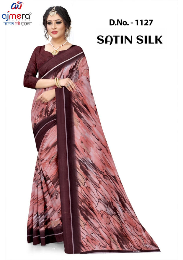 Linen Jari Print Loose Saree with Blouse for Premium Ethnic and Traditional Wear | SBI-SATIN SILK