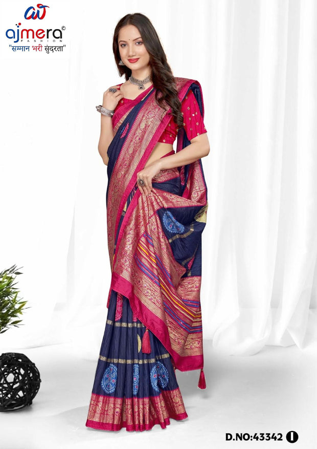 Premium Printed Saree with Matching Blouse Piece for Ethnic Elegance  | VER-BANJARAN-43342