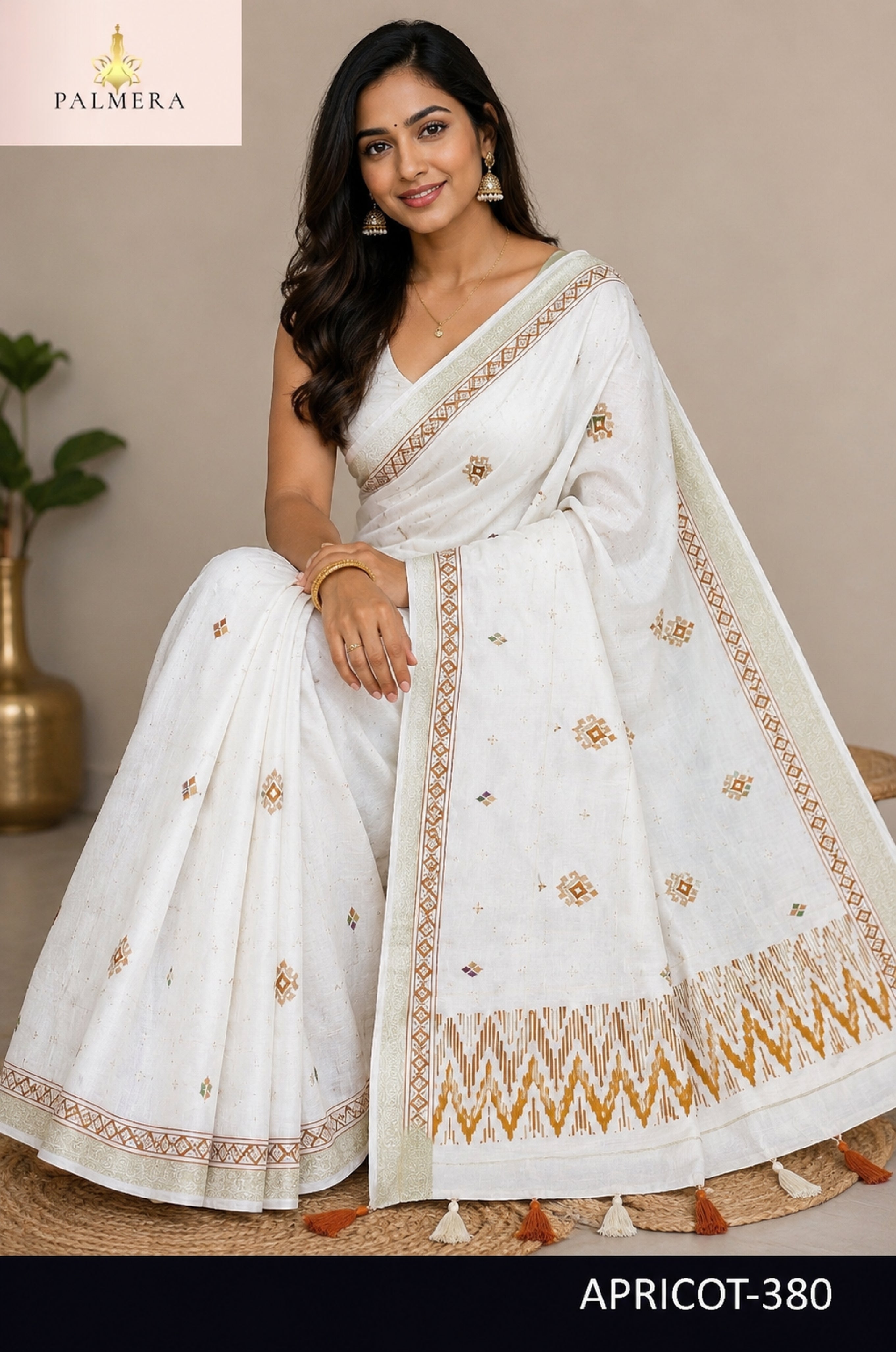Apricot Linen Saree with Blouse for Premium Ethnic and Designer Wear | ALL-APRICOT-380