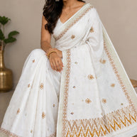 Apricot Linen Saree with Blouse for Premium Ethnic and Designer Wear | ALL-APRICOT-380