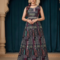 Elegant Designer Chinon Party Wear Gown for Women | KRU-2904