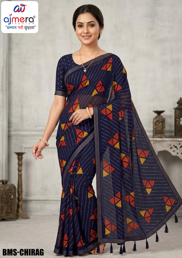 Fancy Print Loose Saree with Blouse for Premium Ethnic and Traditional Wear | BMS-CHIRAG