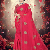 Embroidery Dyed Matching Saree with Blouse Piece for Premium Ethnic and Traditional Wear | VKM-TESLA
