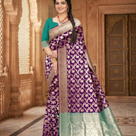 Contemporary Rapier Silk Matching Saree With Blouse Piece | BWF-AURA