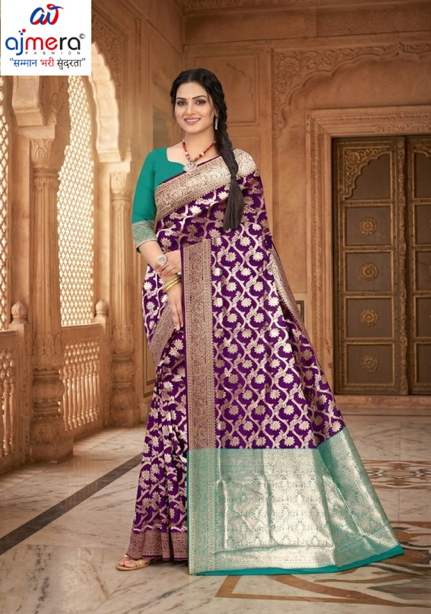 Contemporary Rapier Silk Matching Saree With Blouse Piece | BWF-AURA