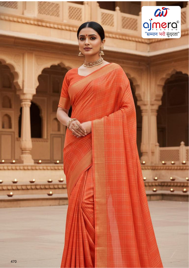 Stylish Rapier Silk Matching Saree Without Blouse | RVR-TANA-TAN