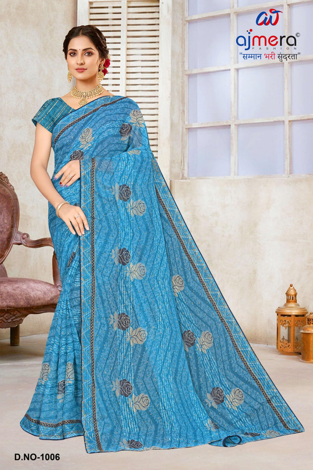 Graceful Printed Saree with Blouse Piece for Modern Ethnic Fashion  | SNR-LIBERTY