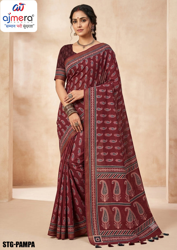 Digital Print Silk Saree with Blouse Piece for Premium Ethnic and Traditional Wear | STG-PAMPA