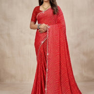 Elegant Printed Saree with Designer Blouse Piece for Festive Wear  | SSR-SATYALAXMI