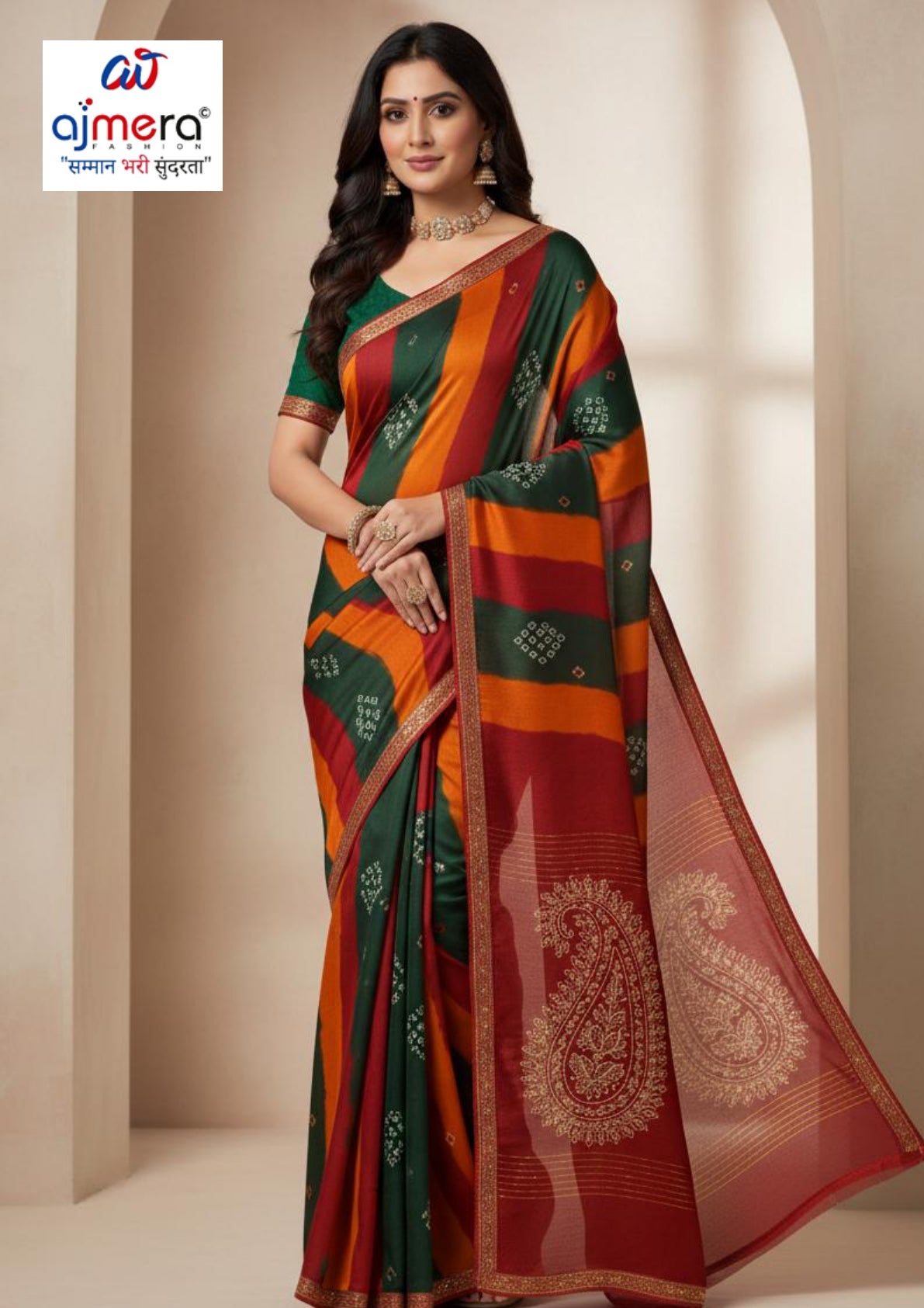 Fancy Print Loose Saree with Blouse for Premium Ethnic and Traditional Wear | BMS-OM SHANTI