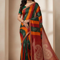 Fancy Print Loose Saree with Blouse for Premium Ethnic and Traditional Wear | BMS-OM SHANTI