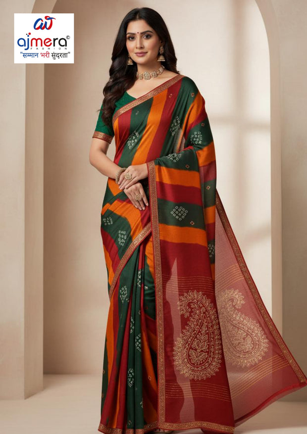 Fancy Print Loose Saree with Blouse for Premium Ethnic and Traditional Wear | BMS-OM SHANTI