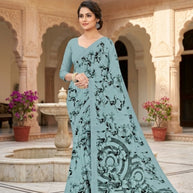 Fashionable Printed Saree with Blouse Piece for Festive Collection | CAS-PURE GEORGEATE