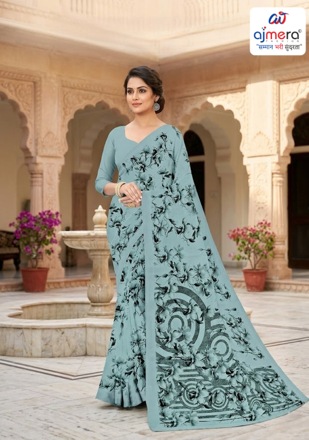 Fashionable Printed Saree with Blouse Piece for Festive Collection | CAS-PURE GEORGEATE