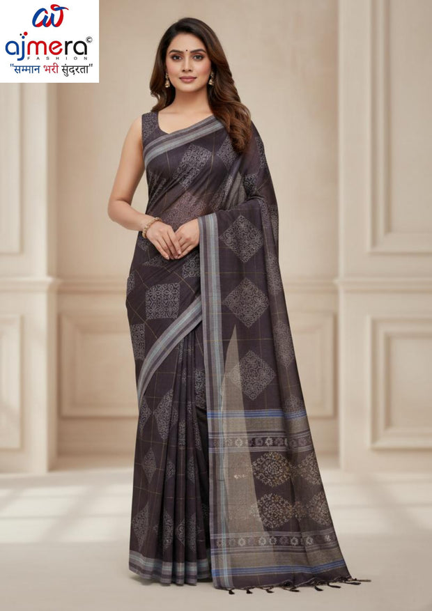 Printed Print Loose Saree with Blouse for Premium Ethnic and Traditional Wear | AHA-RAJLAXMI