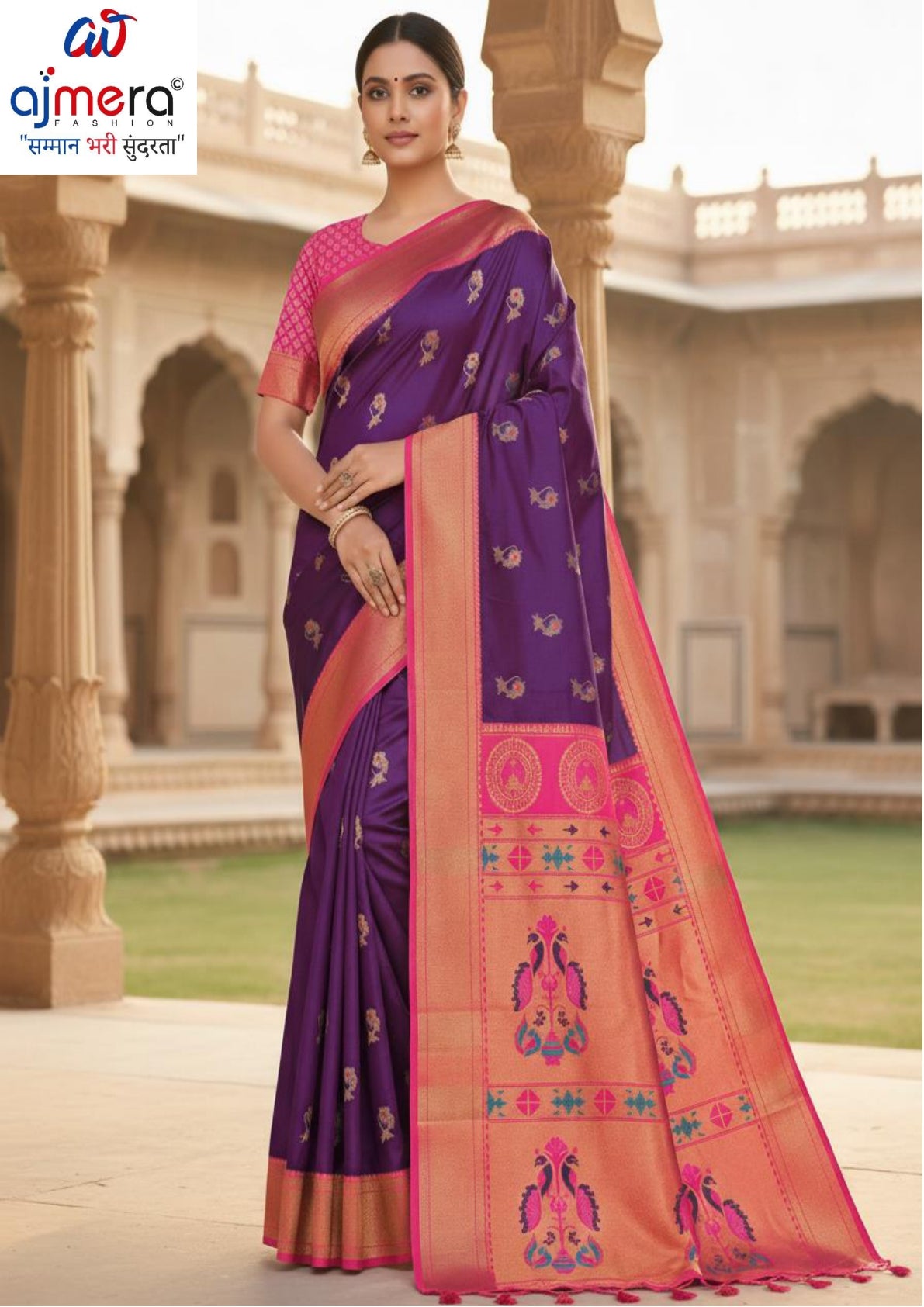 Designer Jacquard Silk Saree with Blouse Piece for Traditional Occasions | VDX-KUBER PAITHANI
