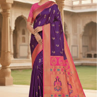 Designer Jacquard Silk Saree with Blouse Piece for Traditional Occasions | VDX-KUBER PAITHANI