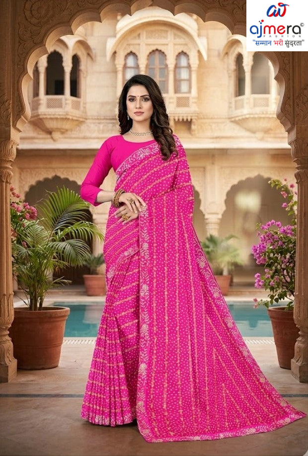 Georgette Print Loose Saree with Blouse for Premium Ethnic and Traditional Wear | TD-NAARI