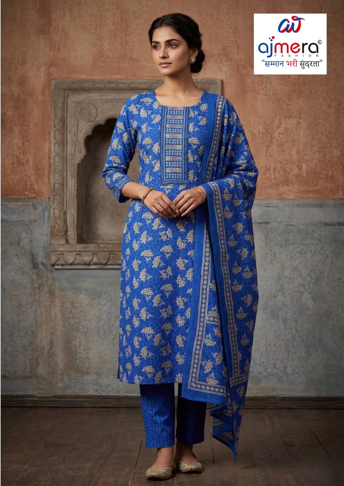 Premium Cotton Unstitched Suit Set | NCY-KAVYA