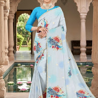 Georgette Print Loose Saree with Blouse for Premium Ethnic and Traditional Wear | TD-COCONUT
