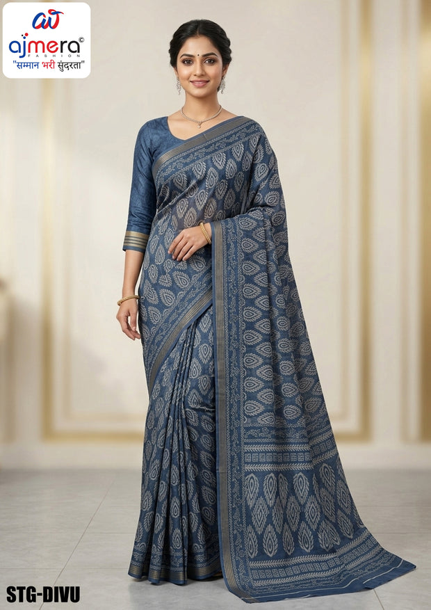 Digital Print Saree with Blouse Piece for Premium Ethnic and Traditional Wear | STG-DIVU
