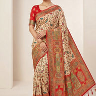 Vintage Jacquard Silk Saree With Blouse Piece | STZ-HEER