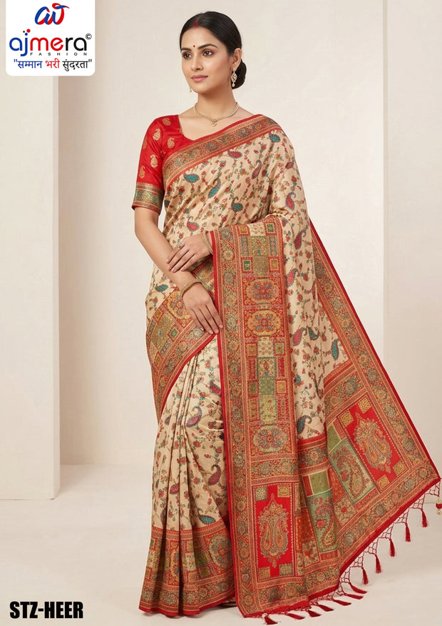 Vintage Jacquard Silk Saree With Blouse Piece | STZ-HEER