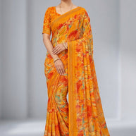 Weightless Print Loose Saree with Blouse for Premium Ethnic and Traditional Wear | BMS-DEV PRIYA